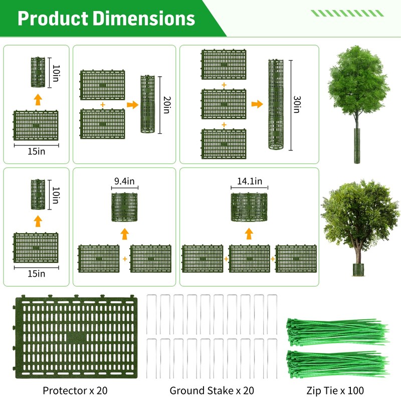 20PCS Plant and Tree Guard Protector, Tree Trunk Protector Around