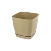 Plastic square flower pot Toscana 13 cm beige planter with