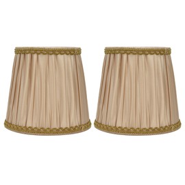 2PCS Fabric Lampshade Simple Lamp Shade for E14 Screw Candlestick Lamp Table Light Chandelier Gold