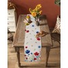 Independence Day Table Runner Red and Blue Flowers Table Runners