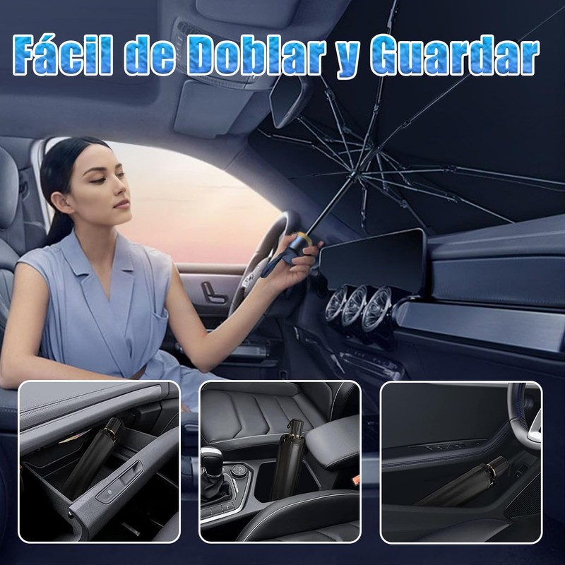 Parasol para Auto Plegable Tipo Sombrilla 79x140 cm con Protección