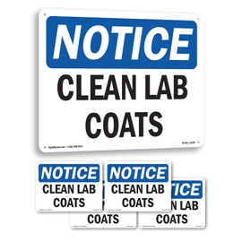 Clean Lab Coats OSHA Notice Rigid Plastic Sign 14 Inch x 10 Inch - 5 Pack
