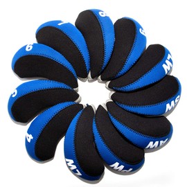 11pcs Golf Iron Head Covers with Number Printed #4-9,PW,SW,AW,LWx2 Golf Headcovers for Iron Club (Blue)