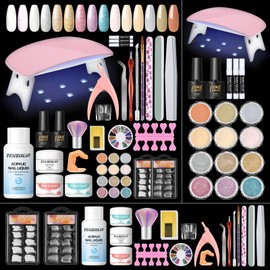 PEACECOLOR Acrylic Nail Kit,Gel Nail Kit with 15 Colors Acrylic Powder and Nail Lamp,Base Top Coat,Acrylic Nail Kits Full Set for Beginners,Nail Acrylic Set Gift for Women