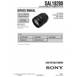 For Sony SONY A-Mount (DT 18-200mm F3.5-6.3) SAL18200 Camera Lens Service Repair Manual