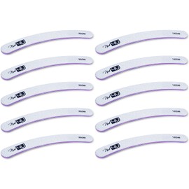 Set of 10 pcs Professional Nail Files Banana Double Sided Emery Board Nail4U 180/240 grit Curved Nail File Boomerang Pedicure Manicure