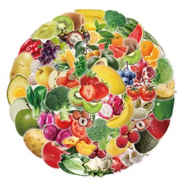 Kigibo Transparent Food Stickers, 100pcs Realistic Vegetable Fruit Stickers Teachers Student Decals for Classroom Theme Activities
