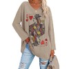 Fazortev Womens Oversized Long Sleeve Queen Of Hearts Graphic T