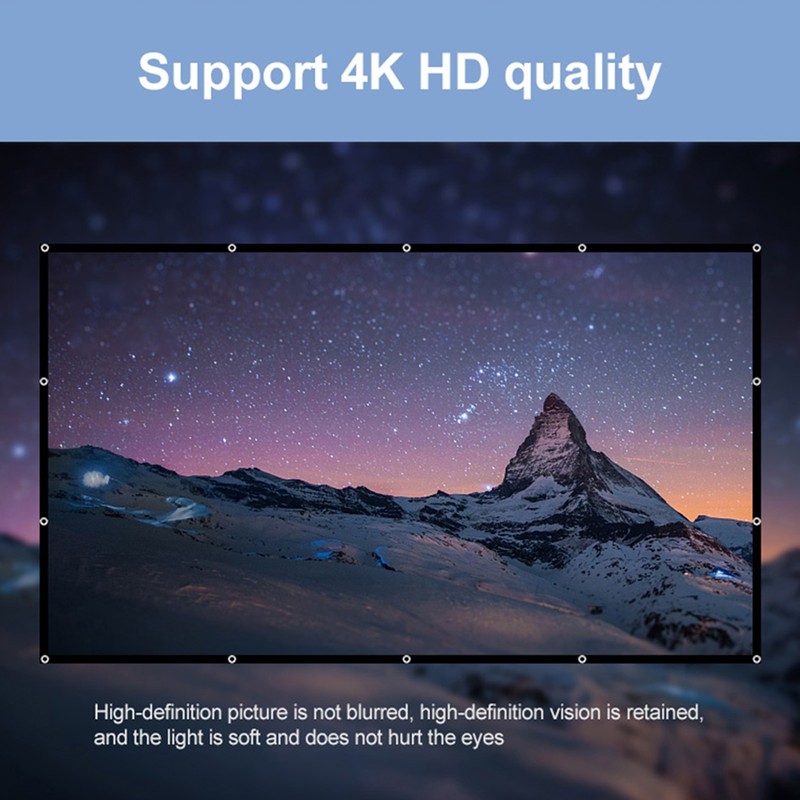 150 Inch Projector Screen 16:9 HD 4K Foldable Portable Double