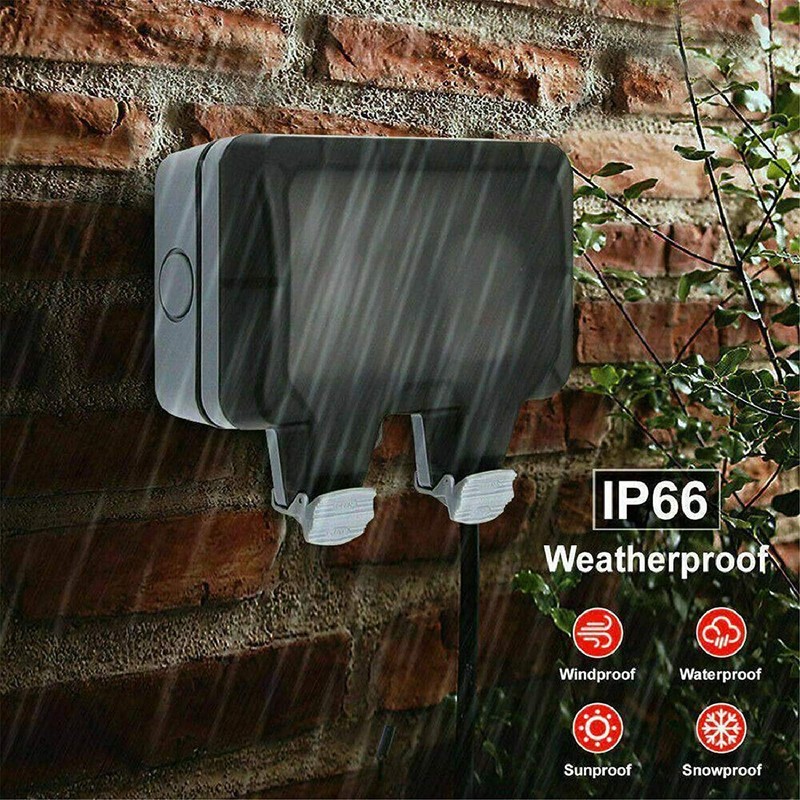 IP66 Double Socket with USB Ports Electric Waterproof Wall Socket