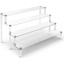 SAMIKAGO Acrylic Display Stand Clear Collection Case Display Stand Acrylic Stage Tiered Display Storage Shelf Showcase Figure Case Manicure Accessories Dolls Cosmetics Display Stand Easy Assembly (4