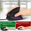 MOYAC Mouse Ergonómico Alarmbrico con 6 Botones, Mouse RGB Silencioso