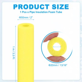 PATIKIL Pipe Insulation Foam Tube, Pool Noodles Foam Tubing Covers 13/16" (20mm) ID x 3.3FT x 2" OD for Swimming Pool Handle Heat Preservation Protective Sleeve, Yellow