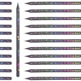 Gegong Black Wood HB Pencils 12 Pack Children Writing Drawing Tools Sparkling Crystal School Art Supplies Pre Sharpened