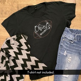 Chiefs Script Football Sparkly Crystal Kansas City Bling Iron-on Rhinestone and Rhinestud Transfers for T-Shirts by JCS Rhinestones