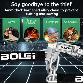 BOLEi Bicycle Lock Combination Lock with 5-Digit Combination Code, Bicycle Lock with Hardened Steel Chain Links, Chain Lock Bicycle, Anti-Theft Bicycle Locks for Bicycle, E-Bike, Door, Fence, Grill