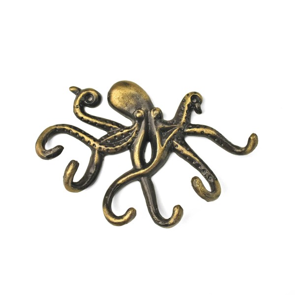 BROOK AND BIRCH Octopus Hook for Wall Antique Octopus Key