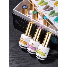 Vanfa Soak off Gel Nail Polish Cat Eye Set - (Aurora Collection, 12 Colors + Color chart)