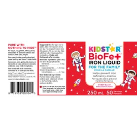 KidStar Nutrients KidStar Nutrients BioFe+ Iron Liquid for the Family, Sweet Blast, 250mL, No Sugar Added