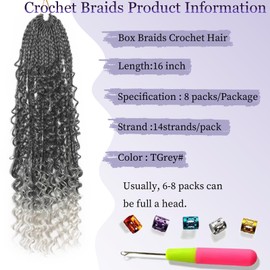 Goddess Box Braids Crochet Hair 16 Inch Crochet Boho Braids 8 Packs Crochet Box Braids With Curly Ends Box Braids Crochet Hair Goddess Locs Crochet Hair