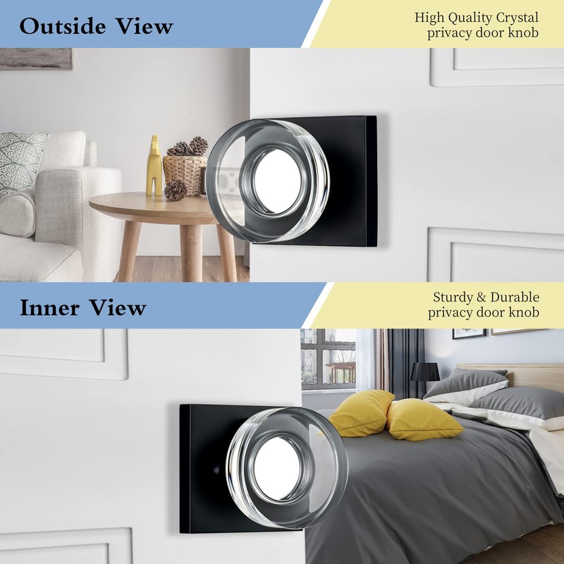 coolnews Matte Black Door Knob Glass Door Knobs Interior Privacy