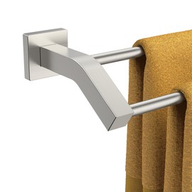 FORIOUS Double Towel Bar, 24 Inch Dual Towel Racks for Bathroom Wall Mounted, Thicken SUS304 Stainless Steel Bath Square Towel Rod Towel Holder Rail, Brushed Nickel