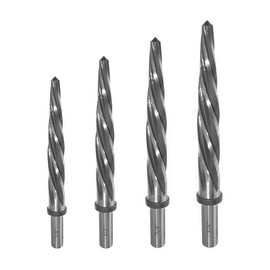 YUEWO 4PCS Bridge Construction Reamer Drill Tool Set for Metal, M2 HSS Car Tapered Alignment Drill Bit Chucking Steel Spiral Flute With Shank Chuck