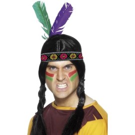 Smiffy's Indian Feathered Headband with Two Feathers - Multi Colour