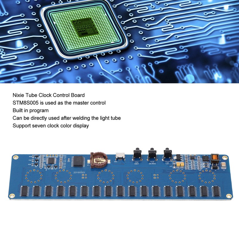 Nixie Tube Clock Control Board High Accuracy 7 Colors Glowing