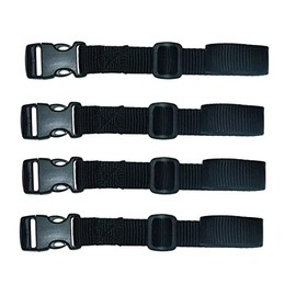 25mm webbing straps with quick release buckle & securing buckle (pack of four) (Black, 150cm)
