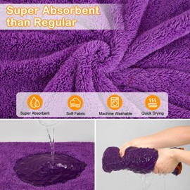 Bienbee Soft Dog Bathrobe，Super Absorbent & Quick-Drying Dog Robe with Hood, Cozy Drying Coat for After Bath, Purple XL