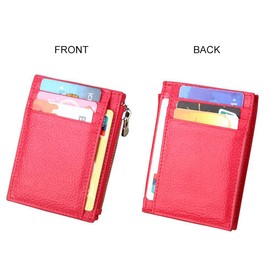 DcSpring DcSpring RFID Blocking Women‘s Credit Card Holder Slim Genuine Leather Men's Small Coin Pocket Purse Mini Wallet Zipper (Black)