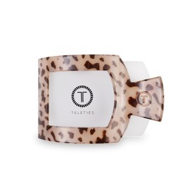 TELETIES - Large Flat Square Clip - For Lying Down, Yoga, Driving & More - Strong Grip, Bendable Teeth, Comfortable Curved Design - Ideal for Thick Hair - Core Collection - Blonde Tortoise