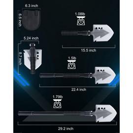 Troispot Folding Shovel, 29 inch Outdoor Survival Shovel with 3 Extension Handle for Emergency, Digging, Camping, Gardening