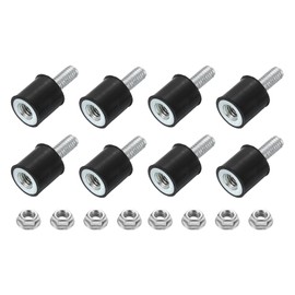 sourcing map M4 Rubber Mounts, 8Pcs 10x10mm(DxH) Rubber Cylindrical Anti Vibration Isolator Shock Absorber with Lock Nut for Car Bobbin Generator Air Compressors