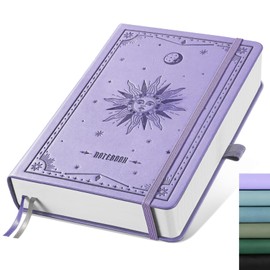 EMSHOI Notebook A5 Blank Thick Sketchbook, Hardcover Leather Notebook 320 Pages with 1 Inner Pocket, 100gsm Blank Paper for Women Men Writing, Drawing, Doodling, 14.5 x 21 cm - Light Purple