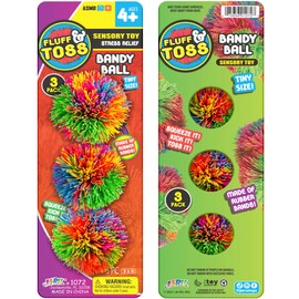 Mini Bandy Ball Set (1 Pack 3 Total) Rubber String Stress Balls Soft Spike Balls Sensory Fidget Toys Pack Rainbow Bouncy Pom Ball Stress Relief Sensory Toy Party Favors Stuffers Gifts 1072-1