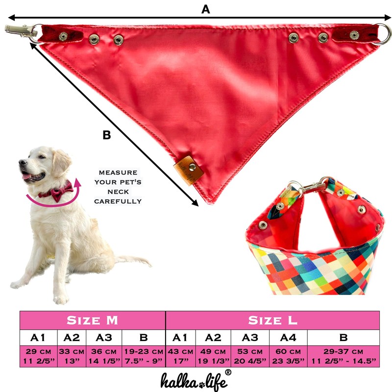 Dog Bandana with Metal Clasp, Waterproof and Adjustable (Yellow, M)