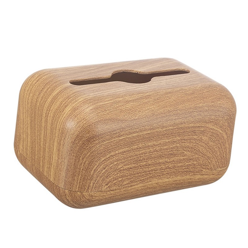 Tissue Box Cover Wood Grain Easy Refill Rectangular Stylish Elegant