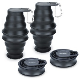 Nefeeko - Botellas de agua plegables reutilizables, a prueba de fugas, con mosquetón, botellas de agua plegables de silicona sin BPA, para viajes, gimnasio, camping, senderismo