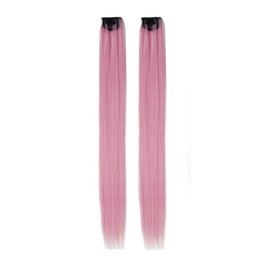 One Piece Clip In Hair Extension Highlights Streaks 25g - 40g (2, Light Pink)