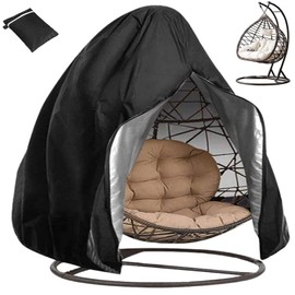 Timisea Egg Chair Cover Double Patio Hanging Egg Chair Cover Swinging Egg Chair Cover Polyester Taffeta Waterproof Heavy Duty Garden Rattan Wicker Swing Chair Outdoor Furniture Cover, 230x200cm