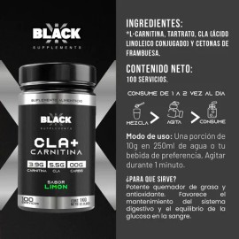 Black Supplements Cla  Carnitina 1kg 100servs                                                                                                         