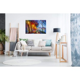 City by The Lake by Leonid Afremov Canvas Wall Art Picture Print for Home Decor (30x20)