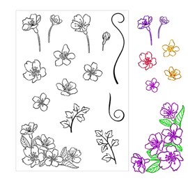 Arbuya DIY Flowers and Leaves Clear Stamps for Art Journals or Card Making Floral Silicone Clear Stamp Seals for Cards Making DIY Scrapbooking Paper Crafts Decoration