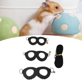 Asixxsix Harness Vest and Lead Set, Hamster Harness and Lead Set with 3 Sizes Faux Leather Harness Vests, Nylon Lead and Bell for Guinea Pigs, Hamsters, Ferrets, Chinchilla (Black)