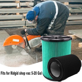 2 Pack VF6000 Filters + 4 Pack VF3502 Filter Bags + 4 Pack Foam Sleeve for Ridgid 5-20 Gallon Wet Dry Vacuum Cleaner (10 Pack)