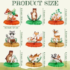 WERNNSAI 9PCS Woodland Animals Honeycomb Centerpieces Decorations - Woodland Baby Shower Decorations for Kids Boys Forest Brithday Party Supplies Table Toppers 3D Centerpieces Decor