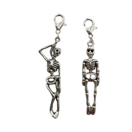 2X Skeleton Clip on Charm, Shoe Charm Zipper Pull, Purse Charm, Weired Jewelry Accessories