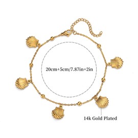Lit Wall Shell Anklets for Women Trendy 14k Gold Plated Waterproof Sea Shell Anklet Adjustable Summer Beach Ocean Anklet Bracelet Gold Anklets Bracelet for Women